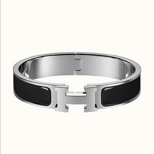 Hermès Clic Bracelet Black Enamel Silver Palladium